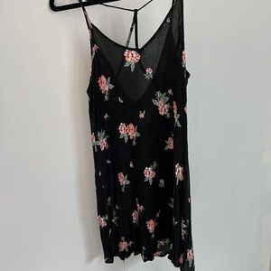 Full Tilt Small rayon black floral mini dress